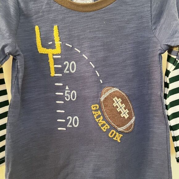Mud Pie Game On Football Applique Tee Long Sleeve Boys Size S 12-18 Months NWT - Picture 4 of 9